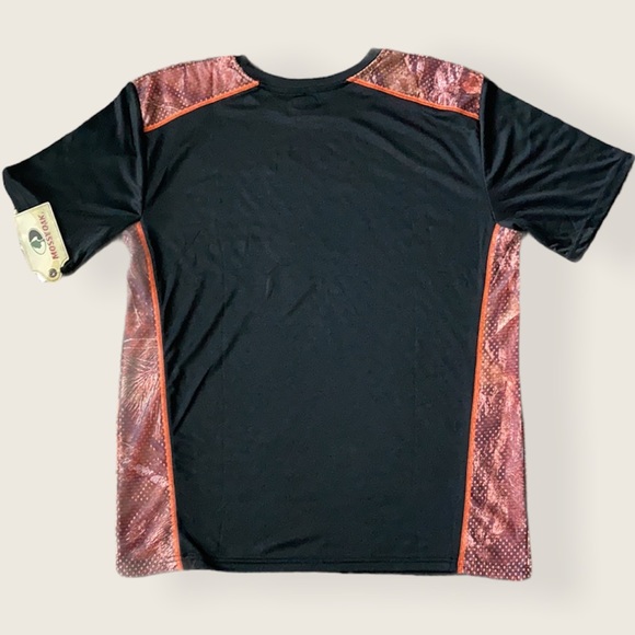 Mens Mossy Oak Short Sleeve Black & Orange Fast Drying Moisture Wicking NWT - Picture 2 of 9